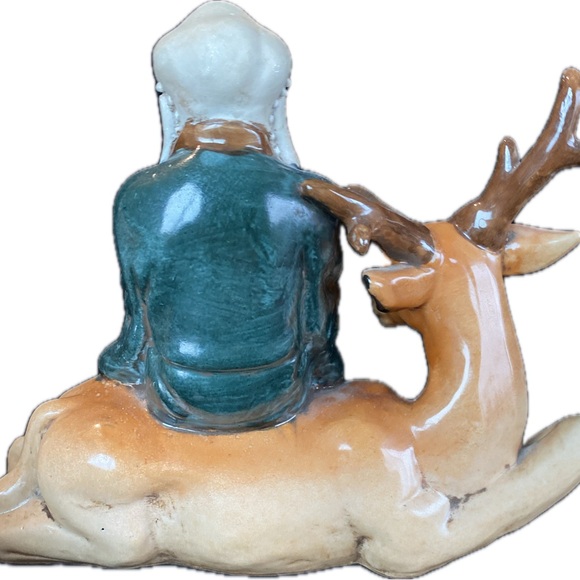 Asian Mudman On Deer Figurine Kinder-Harris Subdermal Face Unique Decor - Picture 2 of 10